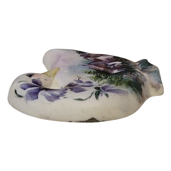 VTG 80s Porcelain Goose Ornament Hand Painted Houses Flowers Trees Hobby Piece - Picture 3 of 8